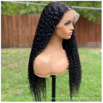 Uniky Swiss Lace Deep Wave Remy Brazilian Human Hair Natural Color Pre Plucked Lace Front Wigs